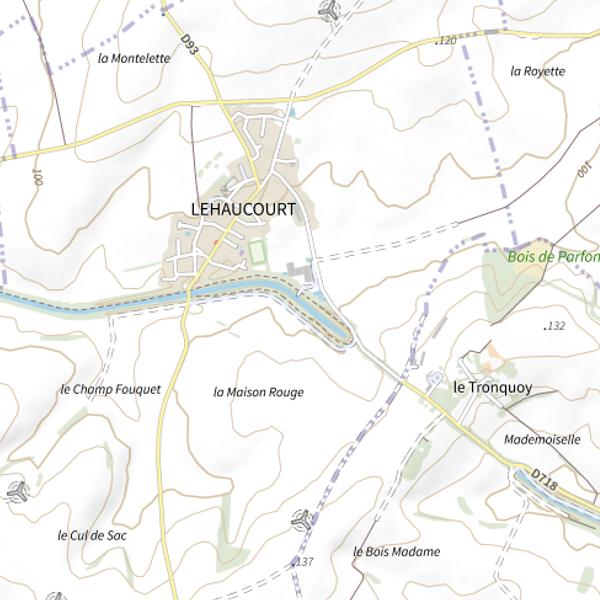 Plan cartographique de Parcours carpe de nuit de Lehaucourt
