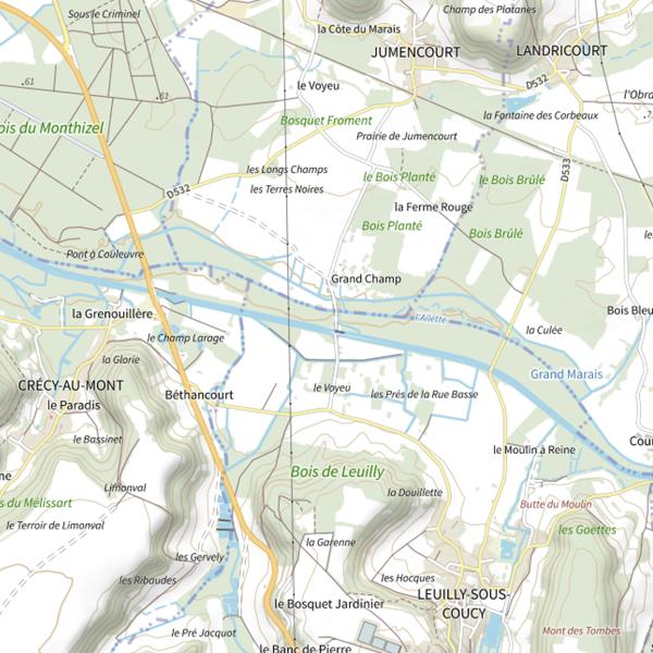Plan cartographique de Parcours carpe de nuit de Leuilly-sous-Coucy