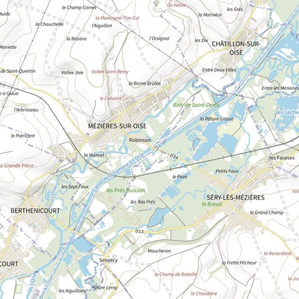 Plan cartographique de Parcours carpe de nuit de Mézières-sur-Oise