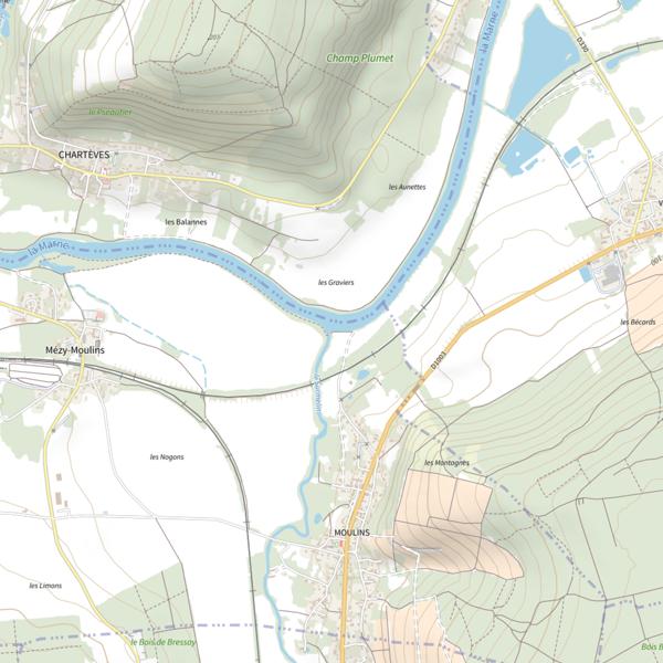 Plan cartographique de Parcours carpe de nuit de Mézy-Moulins