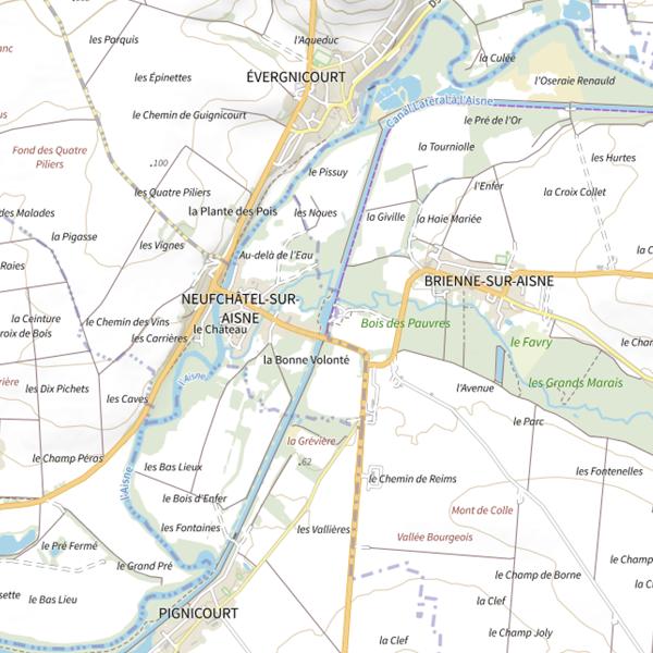 Plan cartographique de Parcours carpe de nuit de Neufchâtel-sur-Aisne