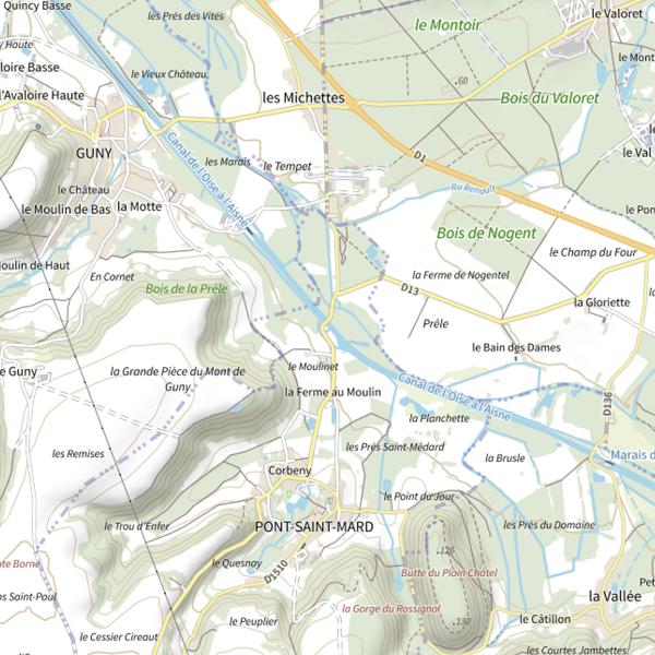 Plan cartographique de Parcours carpe de nuit de Pont-Saint-Mard