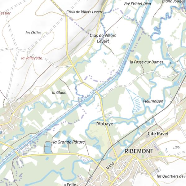 Plan cartographique de Parcours carpe de nuit de Ribemont