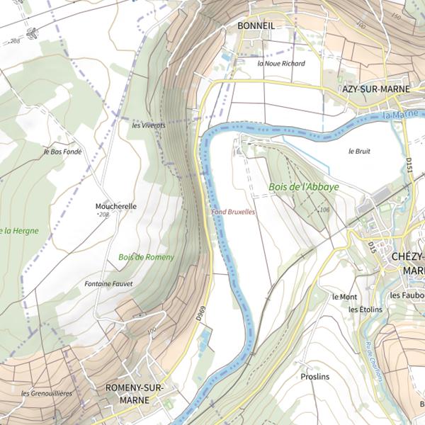 Plan cartographique de Parcours carpe de nuit de Romeny-sur-Marne
