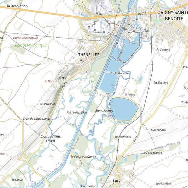 Plan cartographique de Parcours carpe de nuit de Thenelles