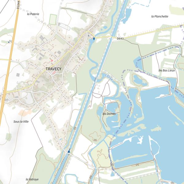Plan cartographique de Parcours carpe de nuit de Travecy