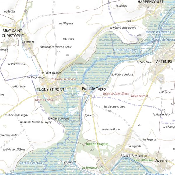 Plan cartographique de Parcours carpe de nuit de Tugny-et-Pont
