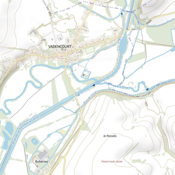 Plan cartographique de Parcours carpe de nuit de Vadencourt