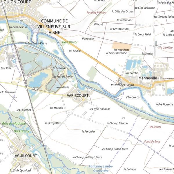 Plan cartographique de Parcours carpe de nuit de Variscourt