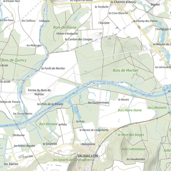 Plan cartographique de Parcours carpe de nuit de Vauxaillon