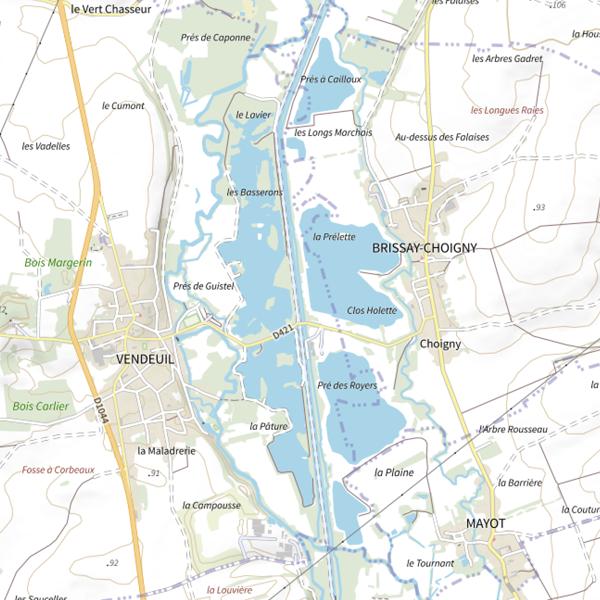 Plan cartographique de Parcours carpe de nuit de Vendeuil