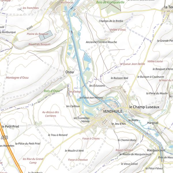 Plan cartographique de Parcours carpe de nuit de Vendhuile