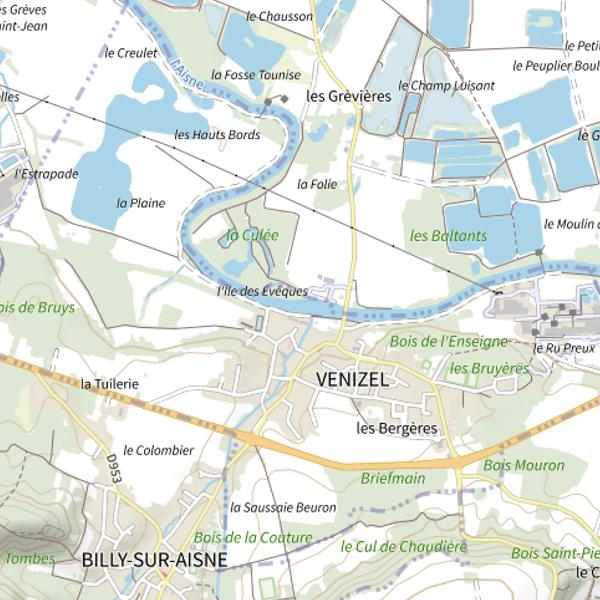 Plan cartographique de Parcours carpe de nuit de Venizel