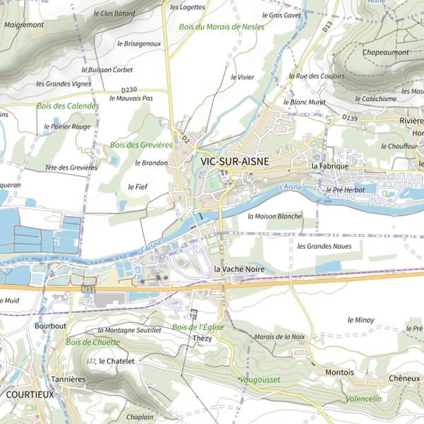 Plan cartographique de Parcours carpe de nuit de Vic-sur-Aisne