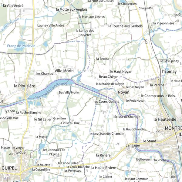 Plan cartographique de Parcours carpe de nuit sur le canal d'Ille-et-Rance