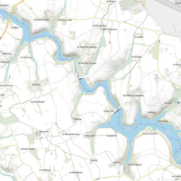Plan cartographique de Parcours carpe de nuit sur l'étang du Pont es Omnes
