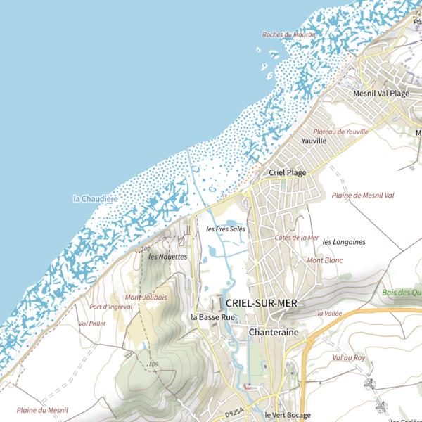 Plan cartographique de Parcours Chantereine (Criel sur Mer)