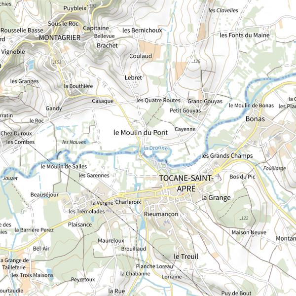 Plan cartographique de Parcours de graciation de la Dronne à Montagrier