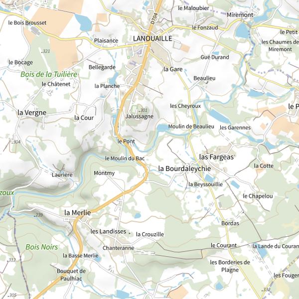 Plan cartographique de Parcours de graciation de la Haute Loue au Moulin du Bac