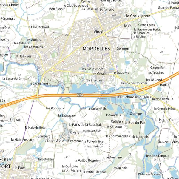 Plan cartographique de Parcours de graciation de la perche sur l'étang de la Biardais