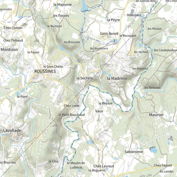 Plan cartographique de Parcours de graciation de la truite fario sur la Tardoire