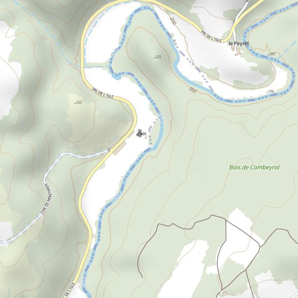 Plan cartographique de Parcours de graciation de Montardy sur la rivière Isle