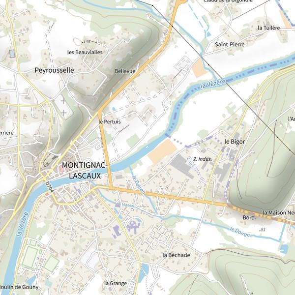 Plan cartographique de Parcours de graciation de Montignac sur la rivière Vézère