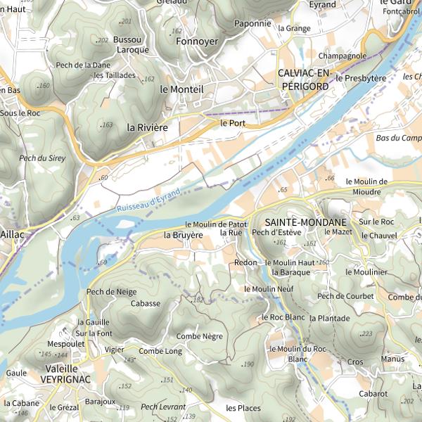Plan cartographique de Parcours de graciation de Sarlat sur la rivière Dordogne