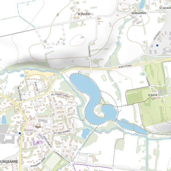 Plan cartographique de Parcours de graciation du black-bass sur l'étang de la Vayrie