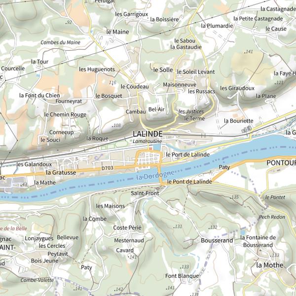 Plan cartographique de Parcours de graciation du canal de Lalinde à Lalinde