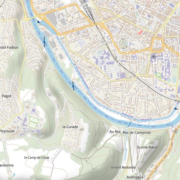 Plan cartographique de Parcours de graciation du Canal de Périgueux