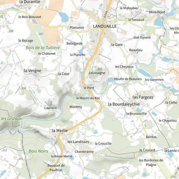 Plan cartographique de Parcours de graciation du Moulin du Bac sur la rivière Haute Loue
