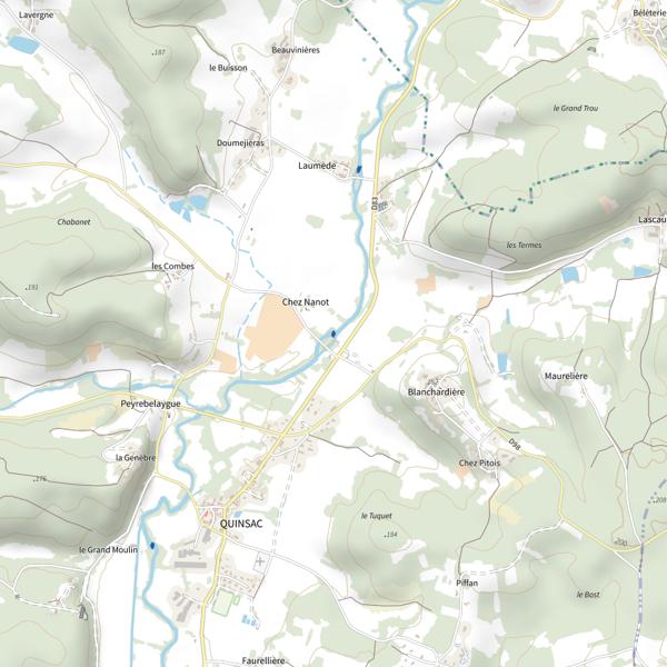 Plan cartographique de Parcours de graciation salmonidés sur la Dronne à Quinsac