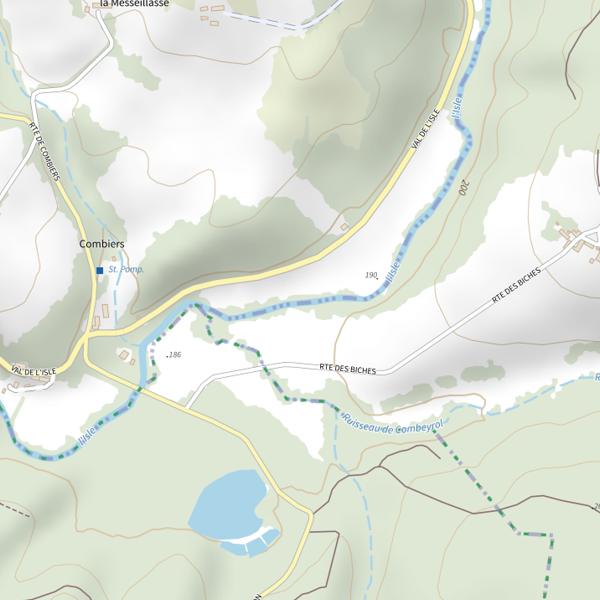 Plan cartographique de Parcours de Graciation sur l'Isle à Montardy