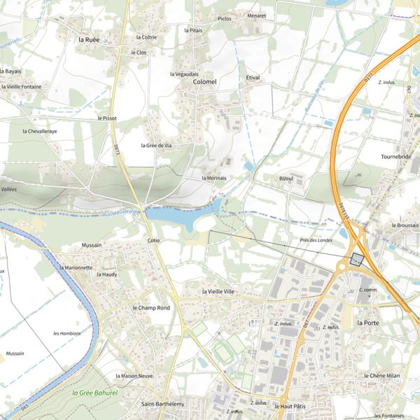 Plan cartographique de Parcours de graciation toutes espèces sur l'étang de Via et le Ruisseau