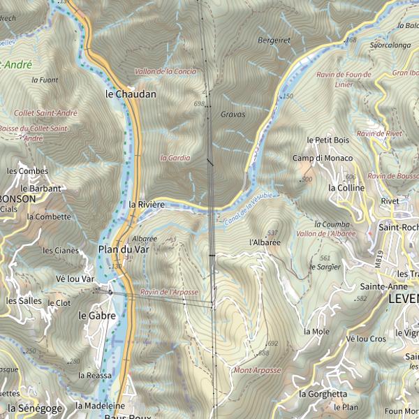 Plan cartographique de Parcours de la basse Vésubie