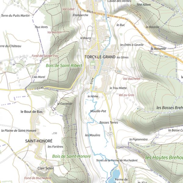 Plan cartographique de Parcours de la route de Muchedent (Torcy)