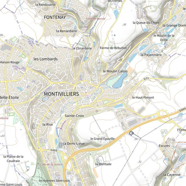 Plan cartographique de Parcours de la sente des rivières