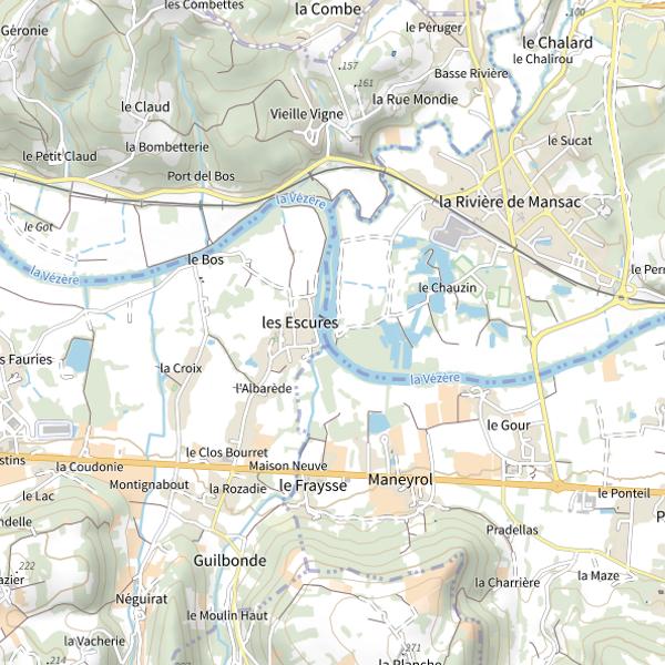 Plan cartographique de Parcours de nuit de la rivère de Mansac