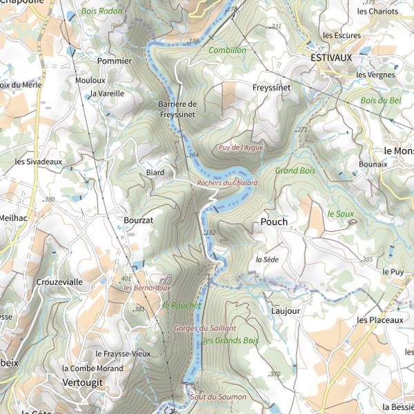 Plan cartographique de Parcours de nuit de Pouch