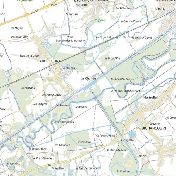 Plan cartographique de Parcours de pêche d'Abbécourt