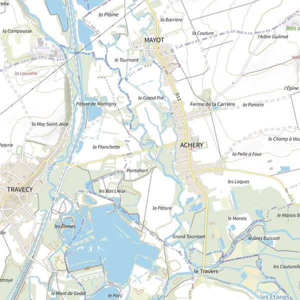 Plan cartographique de Parcours de pêche d'Achery