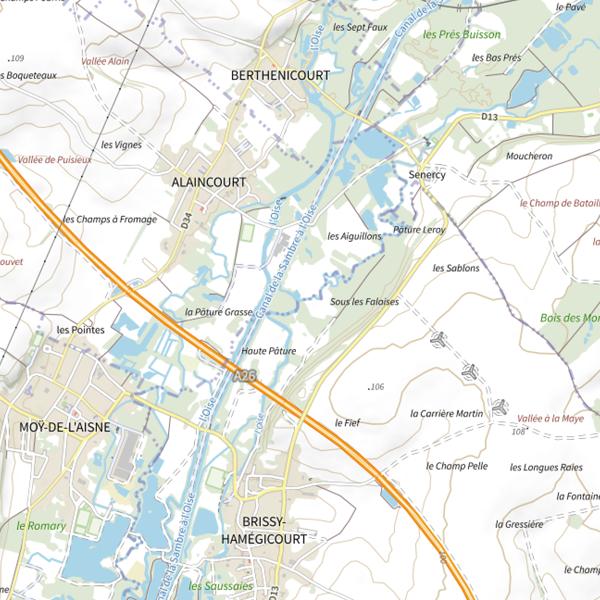 Plan cartographique de Parcours de pêche d'Alaincourt