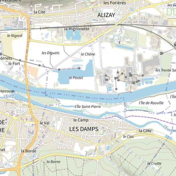 Plan cartographique de Parcours de pêche d'Alizay