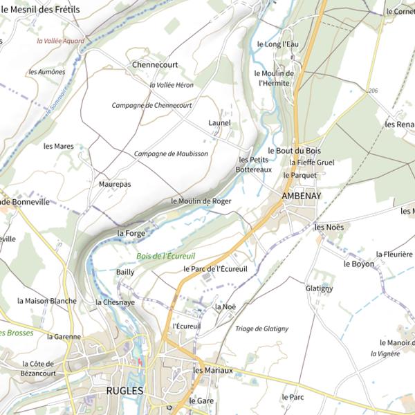 Plan cartographique de Parcours de pêche d'Ambenay