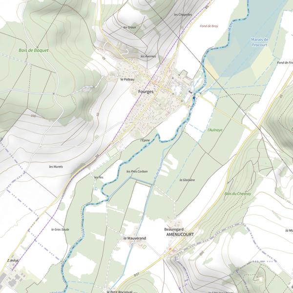Plan cartographique de Parcours de pêche d'Amenucourt