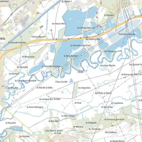 Plan cartographique de Parcours de pêche d'Amigny-Rouy