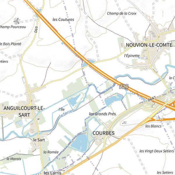 Plan cartographique de Parcours de pêche d'Anguilcourt-le-Sart