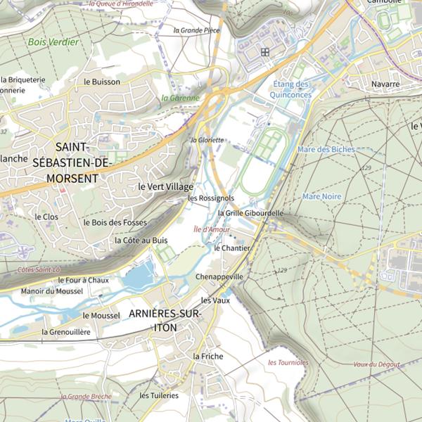 Plan cartographique de Parcours de pêche d'Arnières-sur-Iton