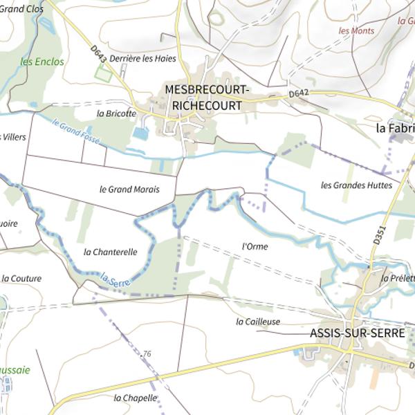 Plan cartographique de Parcours de pêche d'Assis-sur-Serre